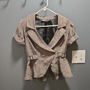 Stylish Brown Short Sleeve Blazer